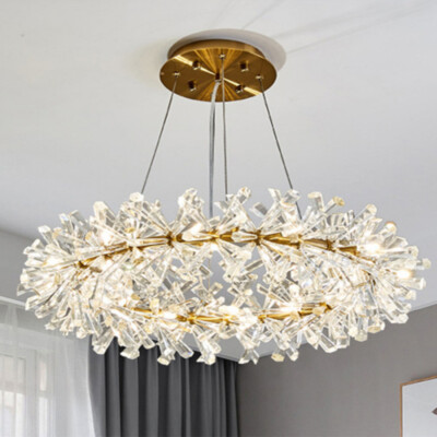 Moderne Luxus Decken Leuchten Wohnzimmer Gold Rund Kristall Glas Kronleuchter