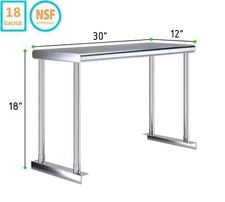 Heavy Duty NSF Stainless Steel Single Overshelf Table for Kitchen Work 12"x30"