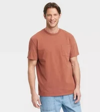 New Goodfellow & Co Heavyweight Short Sleeve T-Shirt  Orange  Mens Size L