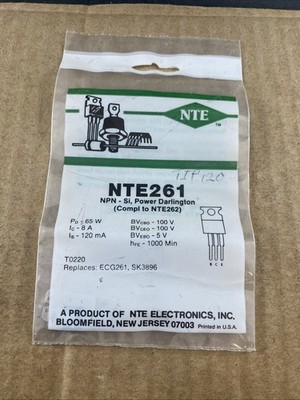 NTE261 NPN-Si, Power Darlington Compl To NTE262, MULTIPLE ITEMS SHIP FREE!