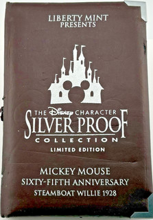 1 oz .999 Silver Disney Mickey Mouse Steamboat Willie 1928 in Case