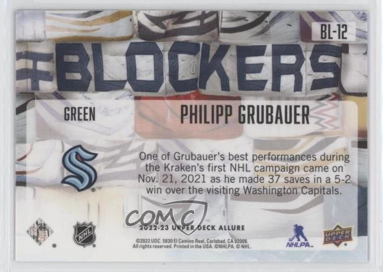 2022-23 Upper Deck Allure Blockers Green /99 Philipp Grubauer #BL-12 - Image 2 of 2