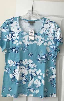 Style & Co Ladies Floral Short Sleeve T-Shirt Petite Medium Brand New