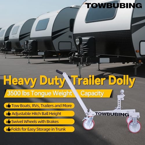 Trailer Mover Dolly, 3,500 lb Tongue Weight Capacity, for RV, Boat, 2 In Ball