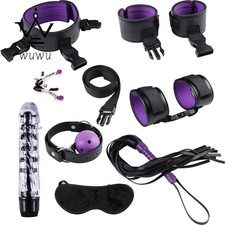 Binding Restraint Kit Set Handcuff Whip Mouth Gags Tail Plugs Love Game Couples