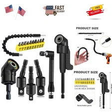 Complete 17-Piece Drill Bit Kit: Bendable Extensions & Right Angle Attachments