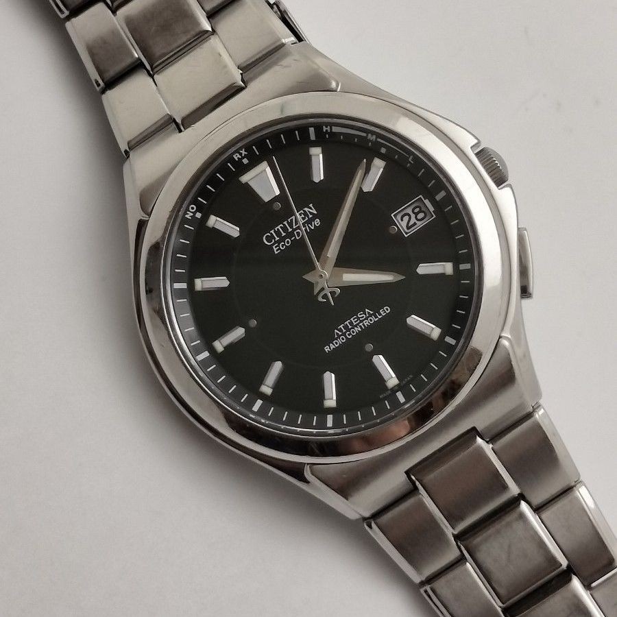 Citizen Attesa H110-T011331 Eco-Drive Radio Titanium Black Dial Watch