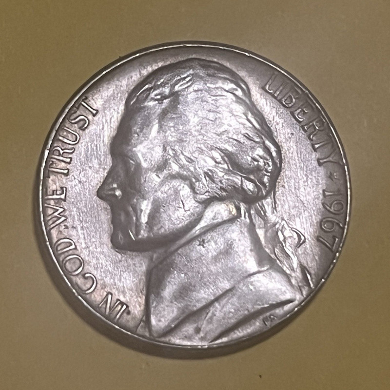(Two) 1967 and 1968 S Jefferson Nickels, both uncirculated.