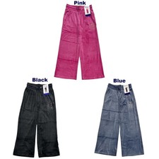 Limited Too Girls Elastic Waist Super Soft Wide Leg Velour Pant w/ Pockets