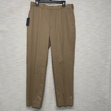 NEW 90s Polo by Ralph Lauren Chino Trouser 34x30.5 Cotton Twill Flat Front Brown