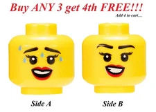 ☀️NEW LEGO Minifigure Minifig Dual Sided Head Face FEMALE Girl Women Sweating 