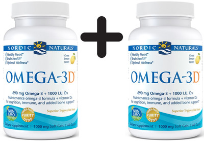 2 x Nordic Naturals Omega-3D, 690mg Lemon - 60 softgels (374,92 EUR/kg)