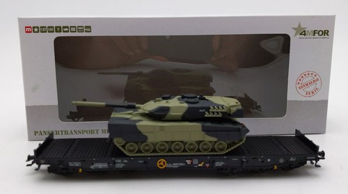 Transporte plano del ejército danés Marklin 48715 escala HO para Leopardo LN/caja | Condition: Used