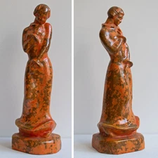 Art Nouveau sculpture woman portrait standing unknown unsign pottery early 20th century