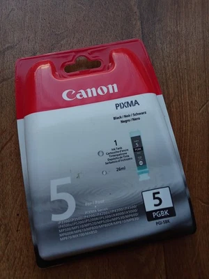 CANON PGI-5 BK Cartouche Fine Noir pour PIXMA Series MP⁄MX⁄iP⁄iX NEUF & ORIGINAL - Photo 1/2