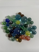 Original Antique Vtg Variety Marbles Blue Multicolor Green LOT Jumbo Glass