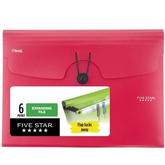 Mead Five Star Expanding File 6 Pocket Letter Size Asst Color School Office Home - Image 2 of 4