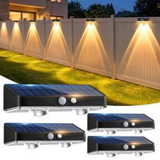 Kolpop Solar Fence Lights Outdoor Garden, 4 Pack 4 Pack, Warm White