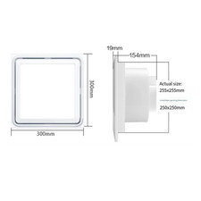 White PVC Bathroom Exhaust Fan with LED Light 34x34x15.4cm Quiet 0.9 Sones