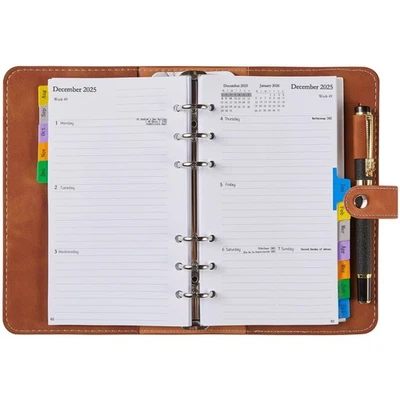 Kalender 2025 2026 Ringbuch Wochenplaner Tagebuch A6 Kunstleder