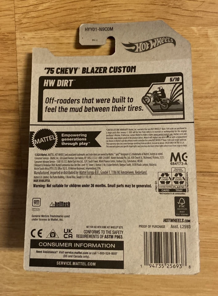 Hot Wheels 5/10 '75 Chevy Blazer Custom CUSTOM Super Real Riders Wheel Swap - Image 3 of 4