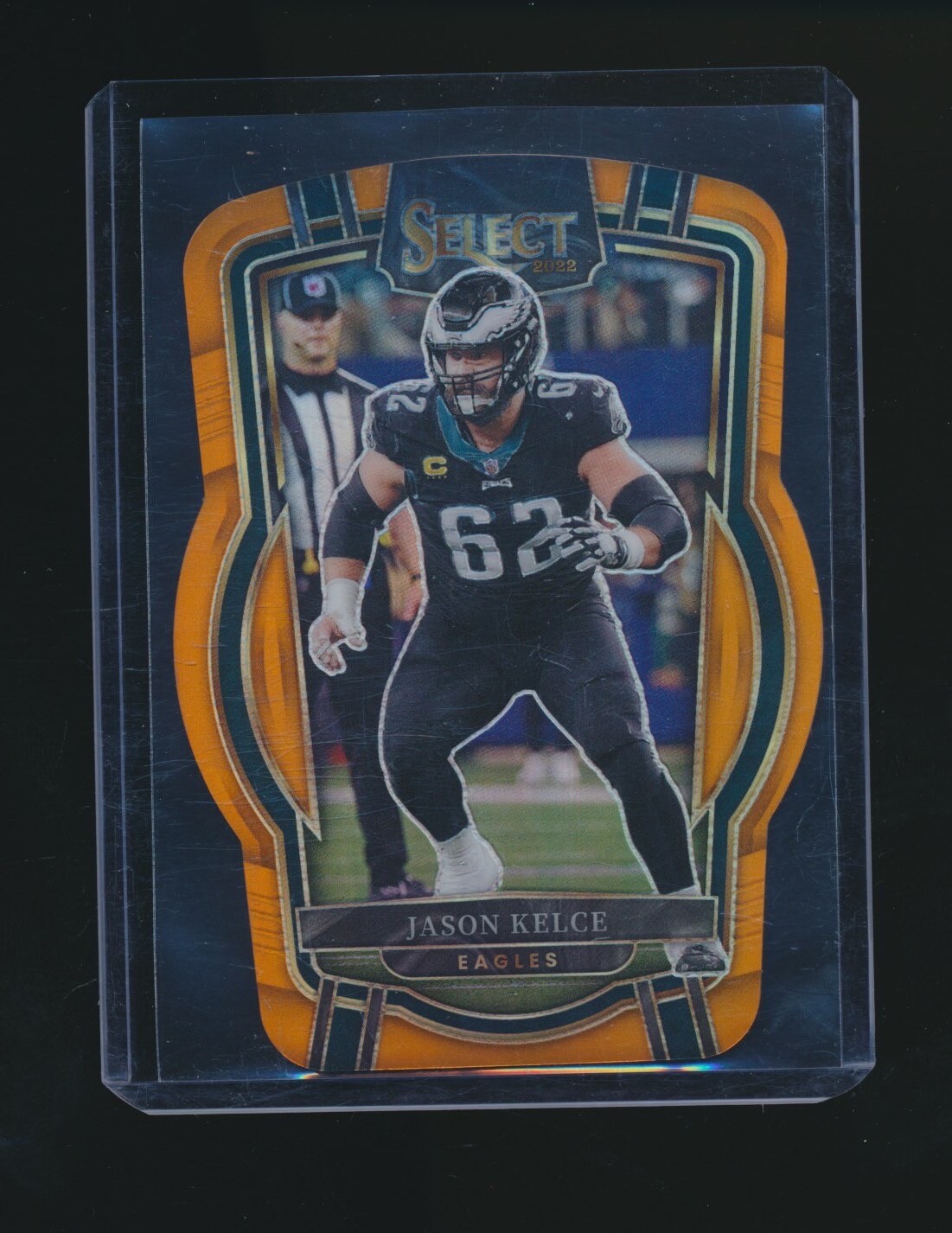 JASON KELCE 2022 PANINI SELECT ORANGE PRIZM DIE-CUT PARALLEL 145/199 #220