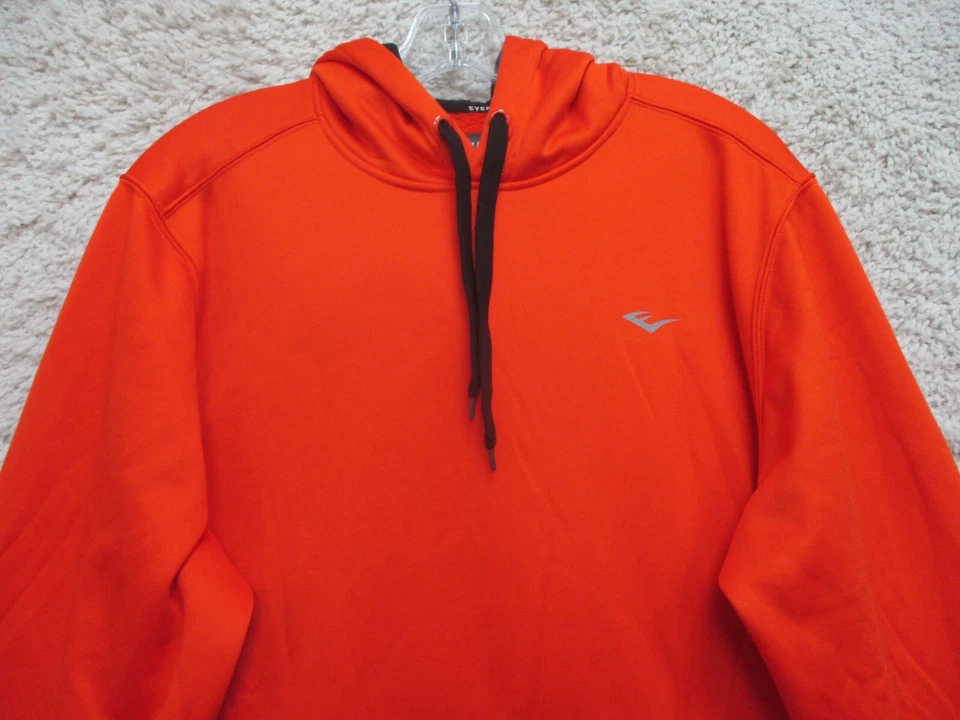 Everlast Sweater Large Adult Orange Hoodie Pullover Pockets Stretch Logo Mens L - Image 2 of 4