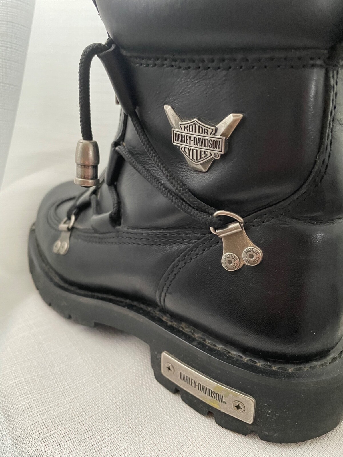 Harley Davidson Double Zipper Black Leather Riding Bo… Gem