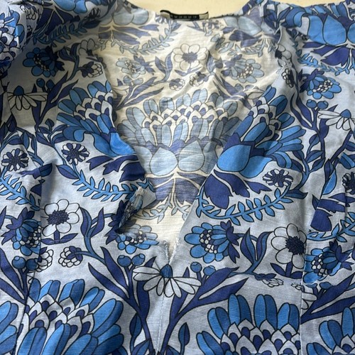 RTR taille 38 (6) Sandro bleu floral Yana mini manches bouffantes fatiguées imprimés boho mini - Photo 7 sur 9