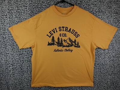 Levi's Strauss Authentic Clothing Mountain Print Mens T-Shirt Yellow, Size Small