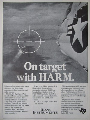 1982-1983 PUB TEXAS INSTRUMENTS ELECTRONICS HARM ANTI-RADITION MISSILE A-7E AD