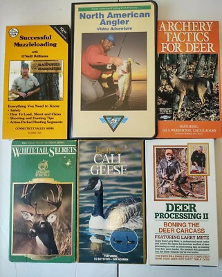 6 VHS Hunting Fishing Deer Boning Archery Muzzleloading Anglers Call Geese