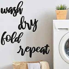 4 Pieces Laundry Sign Laundry Room Decor Metal Wash Dry Fold Repeat Wall Arts