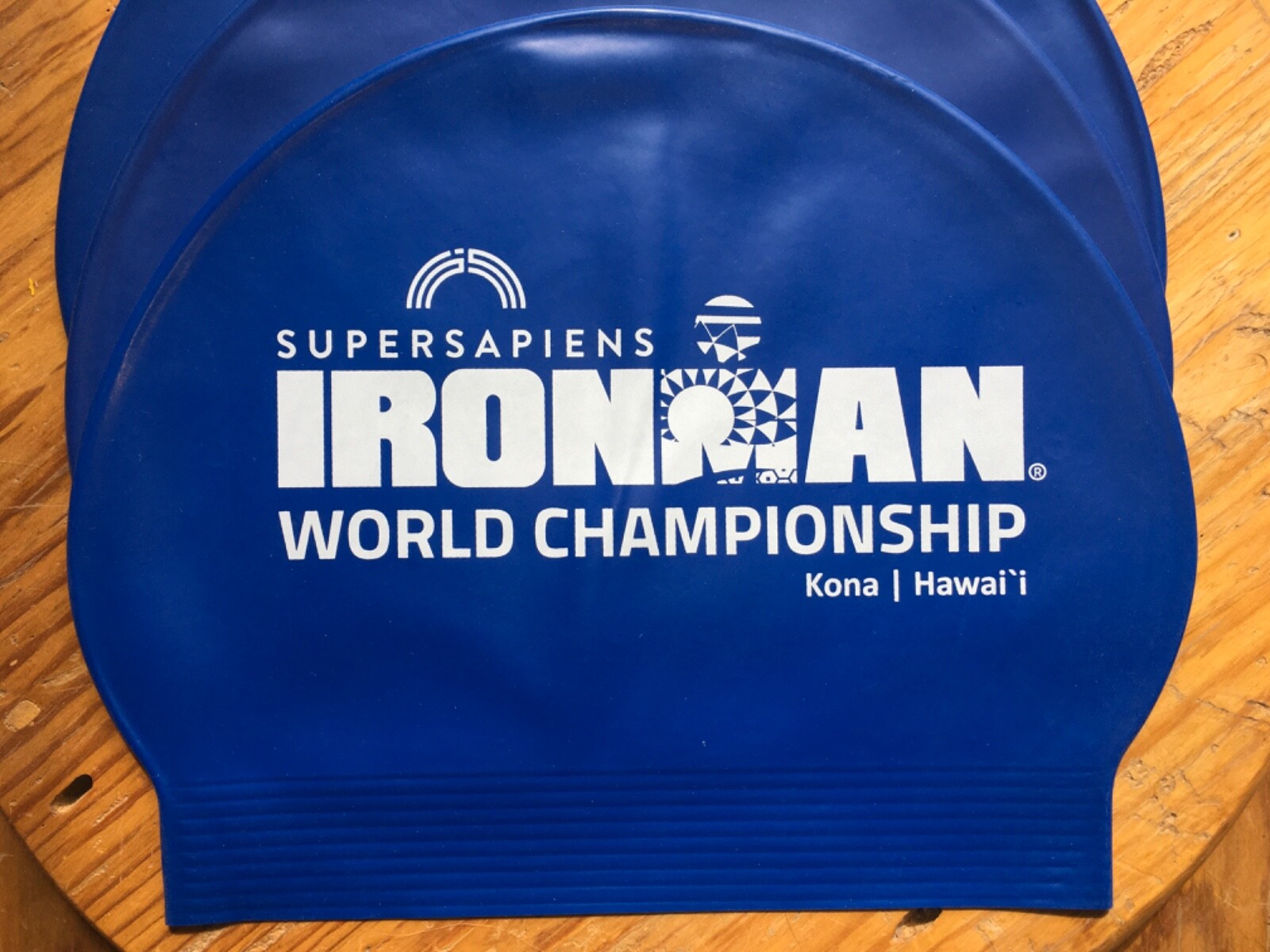 Lot of 3 ROKA Swim Cap Kona Hawaii Ironman World Championship Navy Blue