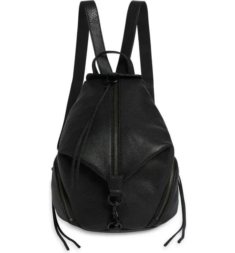 NWT REBECCA MINKOFF Julian Large Leather Backpack BLACK Black AUTHENTIC