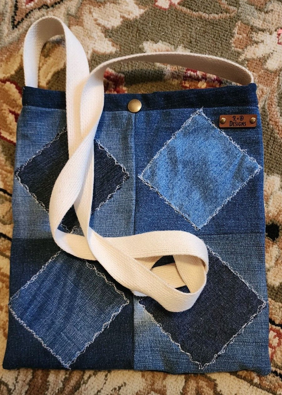 Upcycle Reworked Crossbody Patchwork Bag Purse Bl… - image 1