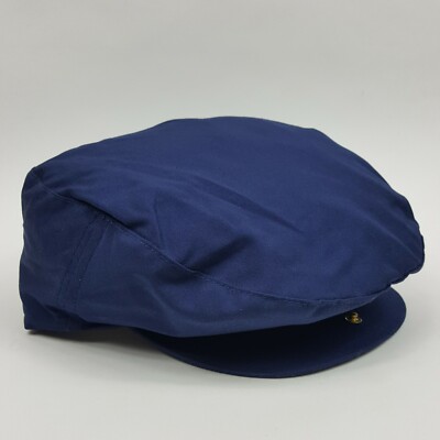 Vintage 80s Mens Adjustable Snapback Cabbie Hat Newsboy Cap Golf Blue Navy  Blank