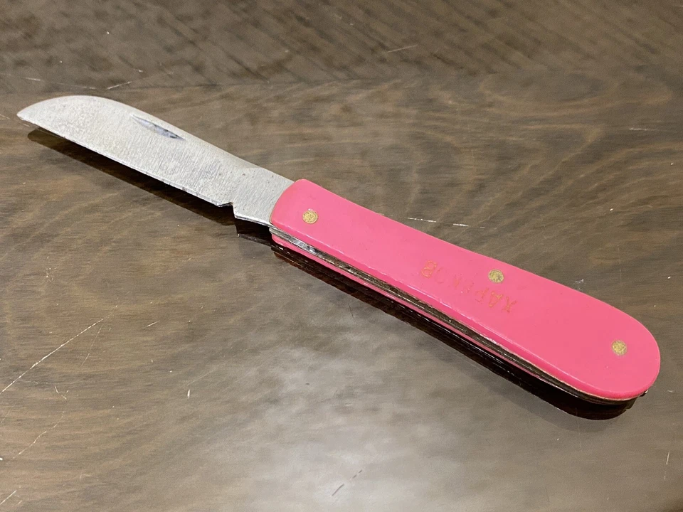 Mini faca de bolso vintage soviética rosa - Kharkov, URSS, década de 1970 - Imagem 4 de 4