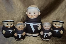 Vintage Goebel Friar Tuck Lot 2 S141 2/o Pitcher 2 P153 Salt Shaker 1 Z37 Sugar