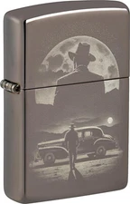 ZIPPO Original Lighter Regular / Black Ice Photo Image Vintage Car And Man