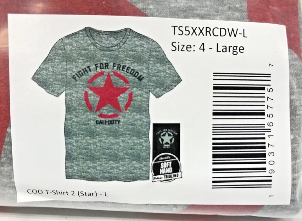Call of Duty WWII Мужская футболка размер большой новый серый с Red Star World War 2 - Изображение 4 из 4