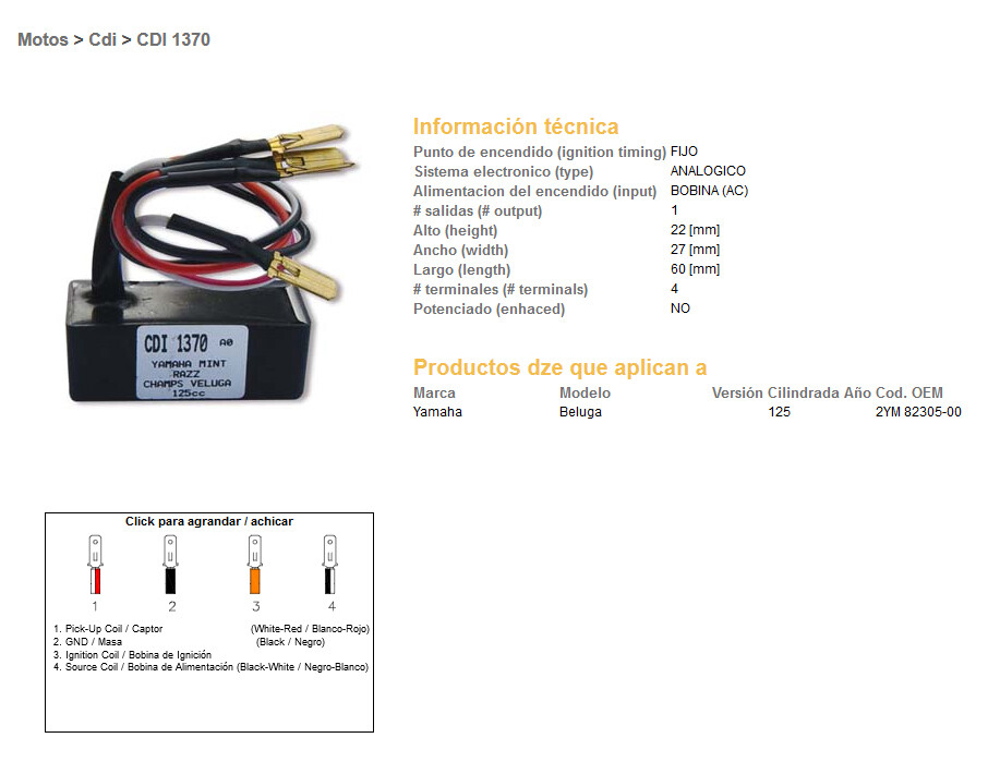 Module d'allumage CDI Yamaha Beluga 125 stabilisateur de ralenti électronique