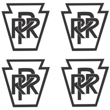 Pennsylvania Railroad O Gauge Train PRR 4 Vinyl 3/4" x 3/4"  Black on White 