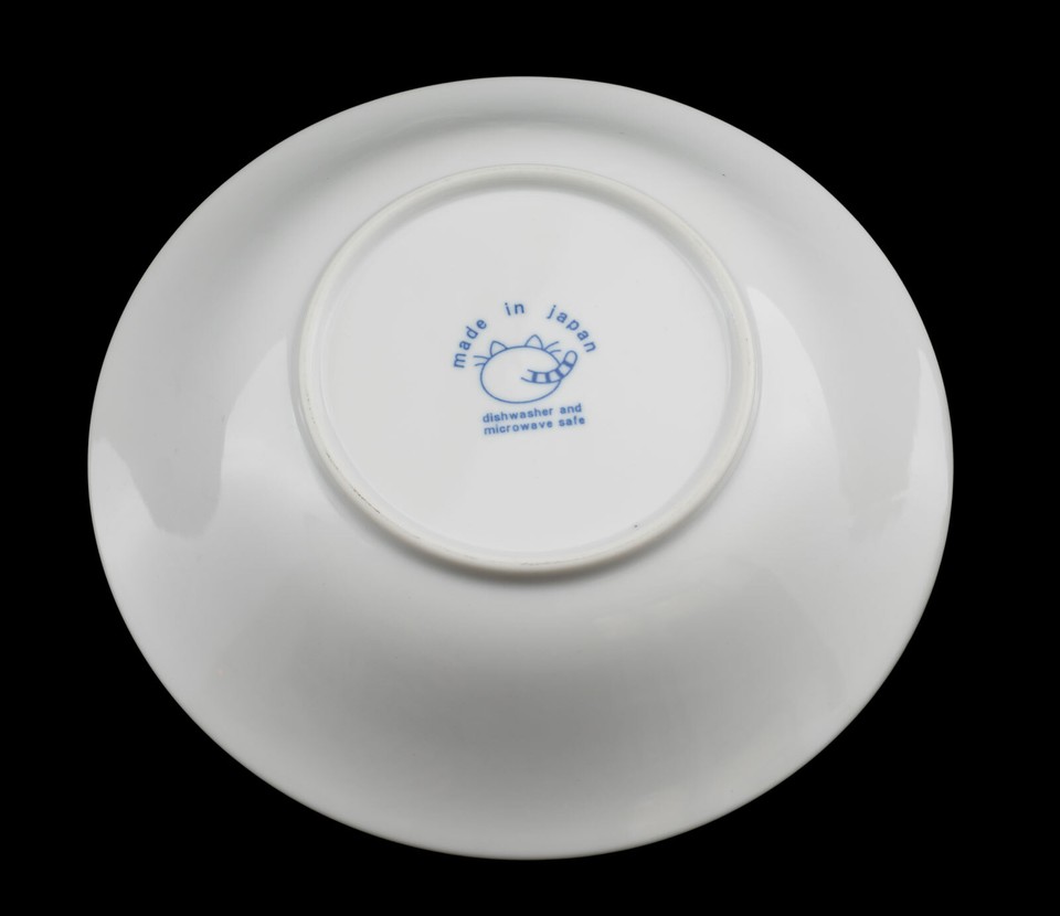 Japanese Maneki Neko Cat Bowl Plate Ø 21.5 Cm Ceramic Made In Japan