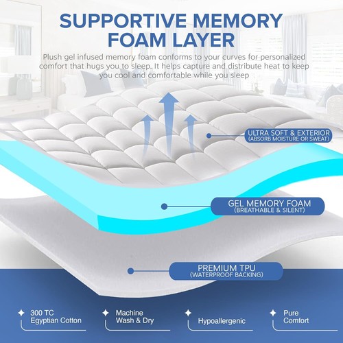 Continental Bedding Cooling Infused Mattress Pad Sleep in Chill Comfort - Picture 14 of 69