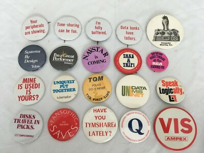 Vintage Lot of 20 Assorted COMPUTER TECHNOLOGY & SOFTWARE Buttons 