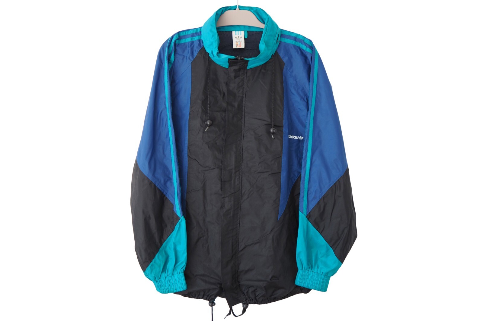 FILA Giacca vintage ADIDAS cerniera completa piccolo logo taglia XL blu nera frangivento sportivo