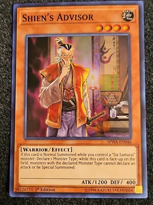 Yu-Gi-Oh! TCG Shien's Advisor Spirit Warriors SPWA-EN046 1st Edition Super Rare