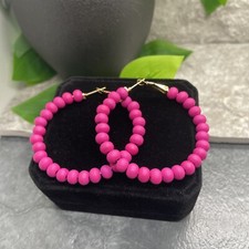 2  Gold-tone Wood Bead Earring Set Boho Retro Drop Dangle New Free Ship A1778