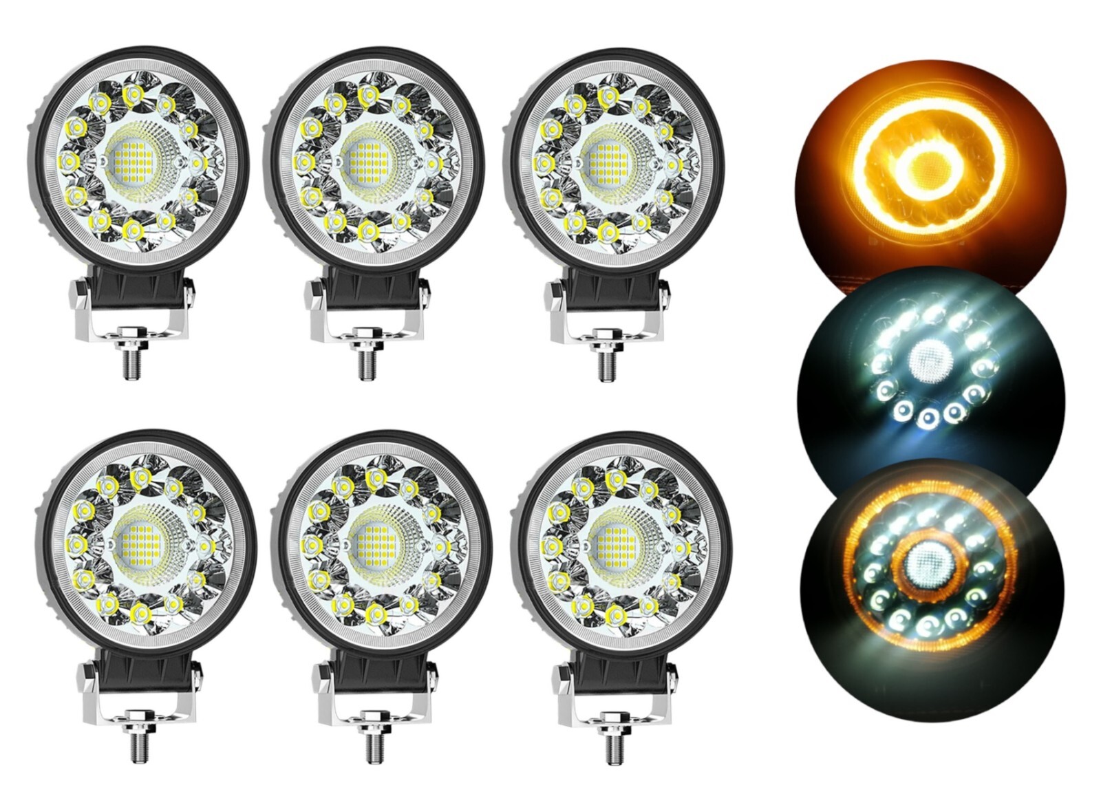 Projecteur LED 40W double faisceau spot flood avec veilleuse orange lot de 6